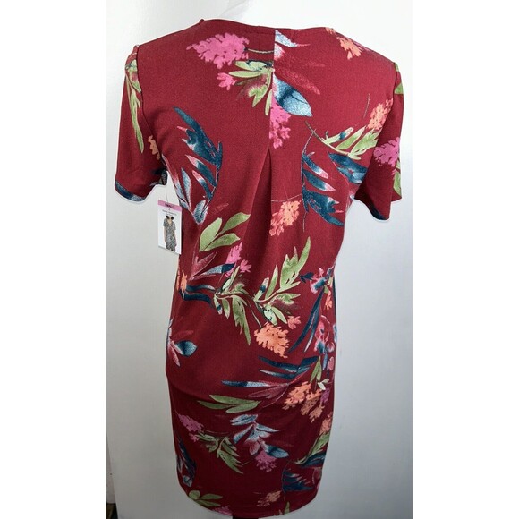 Christian Siriano NY Size Small Red Floral Short Sleeve Shift Dress Hi Low NEW - Picture 3 of 8